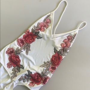 Rose embroidery bodysuit